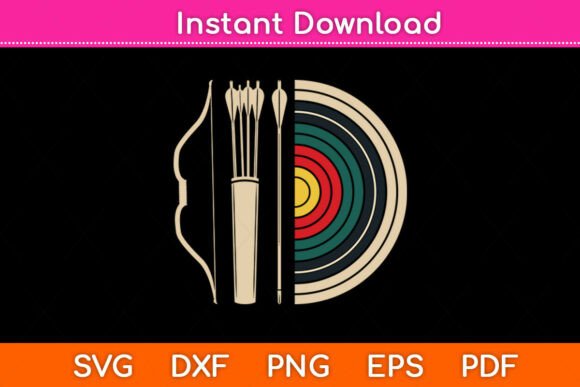 Archery Target Bow & Arrow Vintage Svg for Crafts Graphics