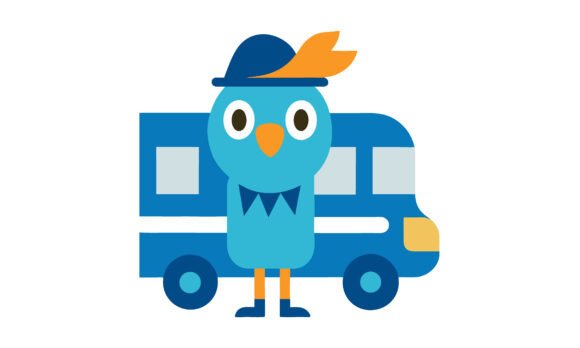 Cartoon Bird & Bus: Graphics for Crafts