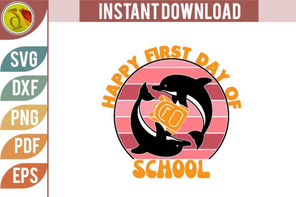 Happy First Day of School Retro Graphics for Crafts