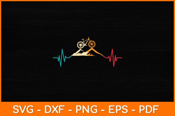 Heartbeat Mountain Cycling Svg Design: Graphics for Crafts