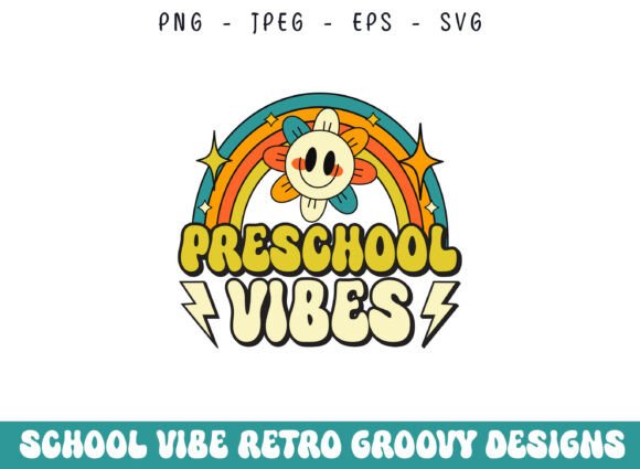 Retro Groovy Vibe Graphics for Crafts