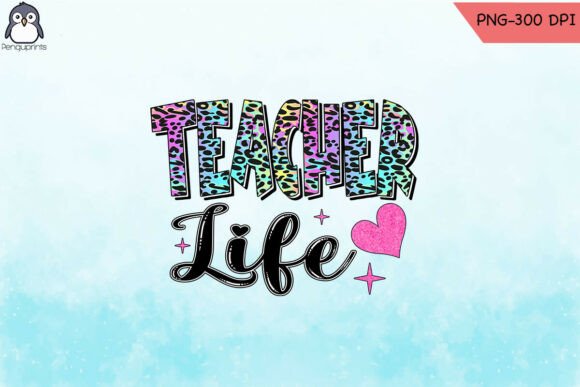 Teacher Life Leopard Glitter PNG for Crafts & Graphics