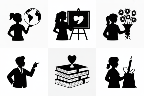 Teacher Silhouette Icons: Graphics for Crafts