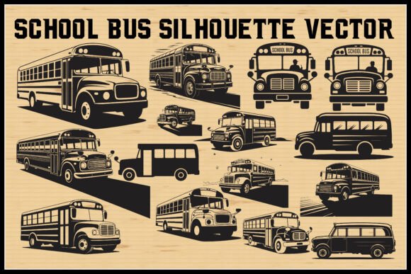 Vintage School Bus Graphics for Crafts